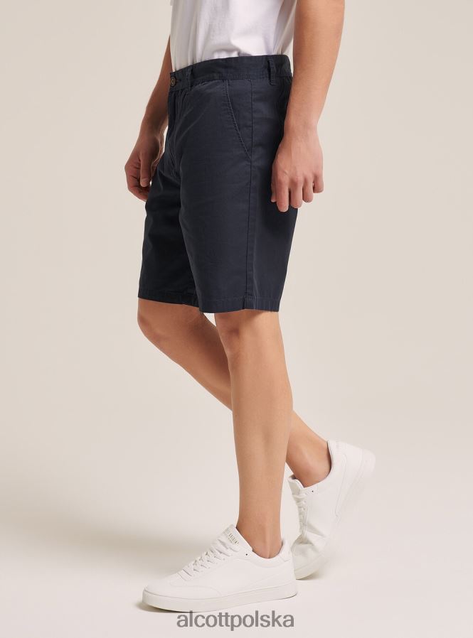 odzież Alcott Gładkie bermudy z diagonalu na1 granatowy ciemny mężczyźni 2TXFF61068