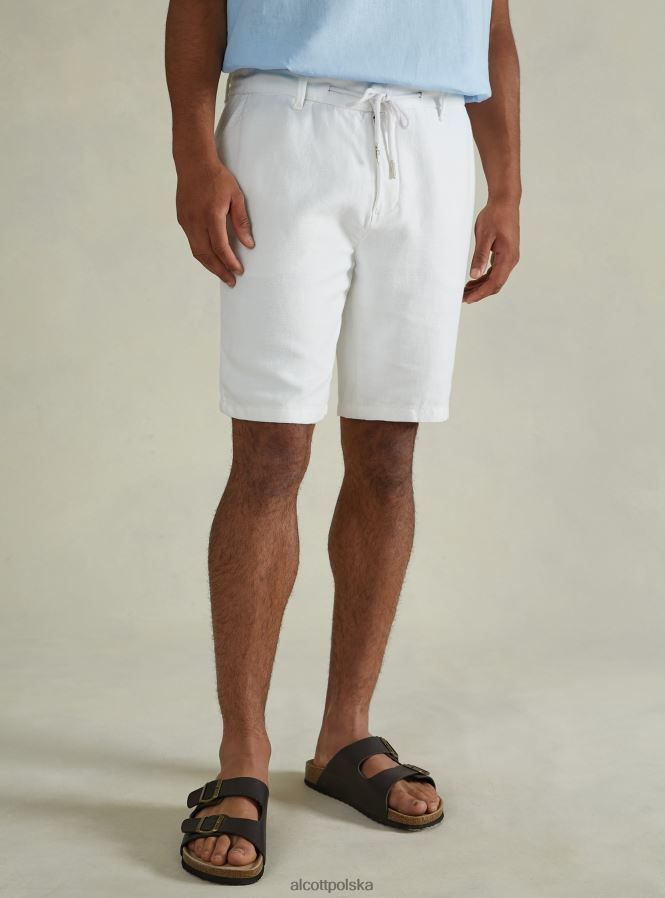 odzież Alcott Lniane bermudy ze sznurkiem w talii bg2 beżowy średni mężczyźni 2TXFF61168