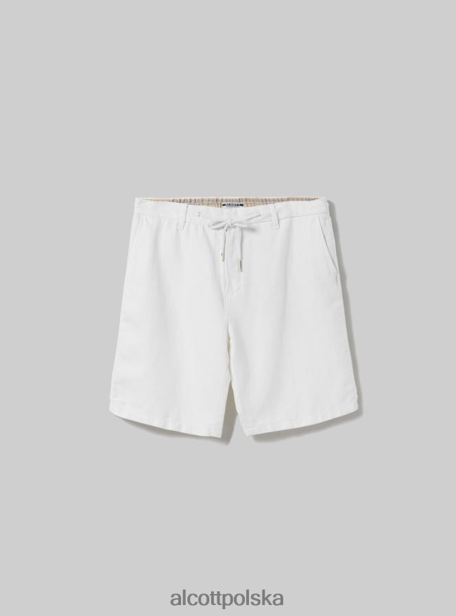 odzież Alcott Lniane bermudy ze sznurkiem w talii bg2 beżowy średni mężczyźni 2TXFF61168