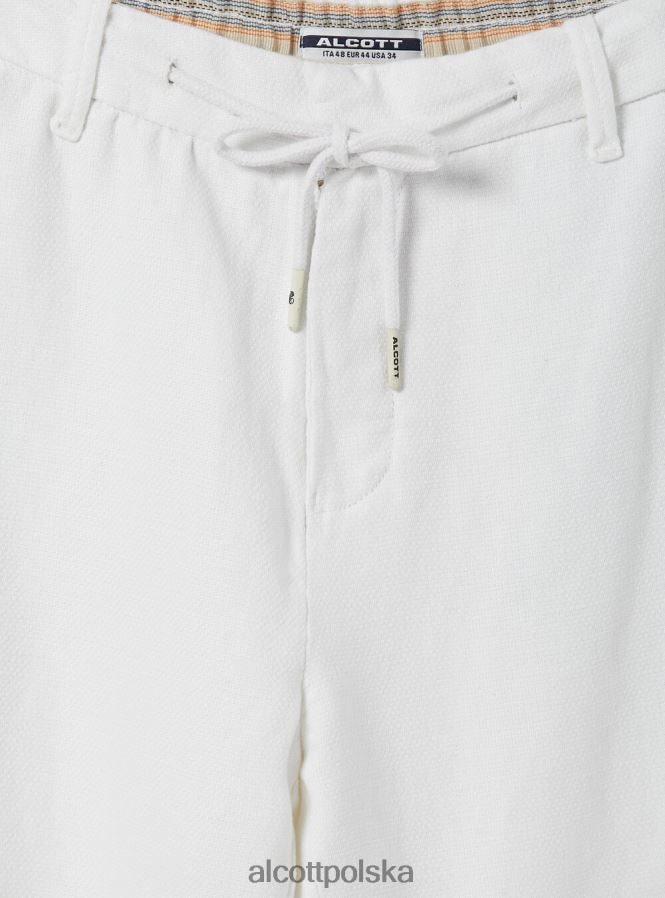 odzież Alcott Lniane bermudy ze sznurkiem w talii bg2 beżowy średni mężczyźni 2TXFF61168