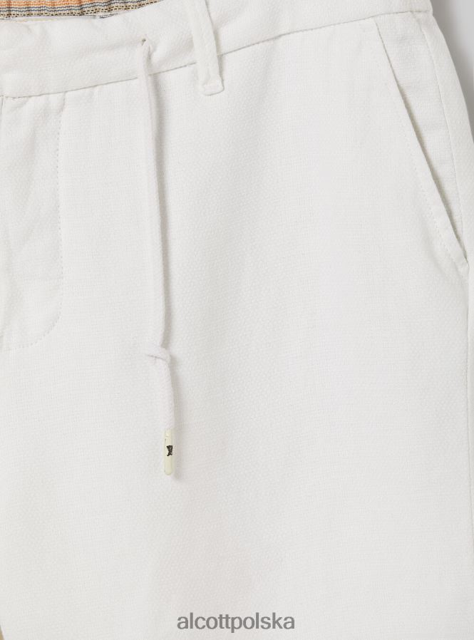 odzież Alcott Lniane bermudy ze sznurkiem w talii bg2 beżowy średni mężczyźni 2TXFF61168