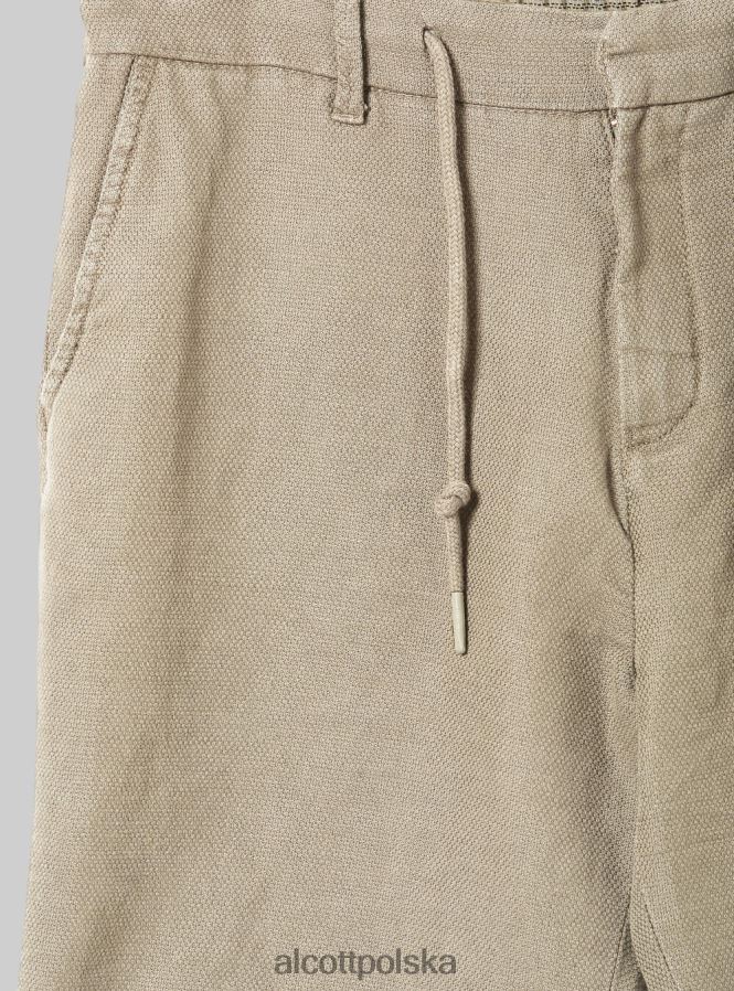 odzież Alcott Lniane bermudy ze sznurkiem w talii bg2 beżowy średni mężczyźni 2TXFF6626