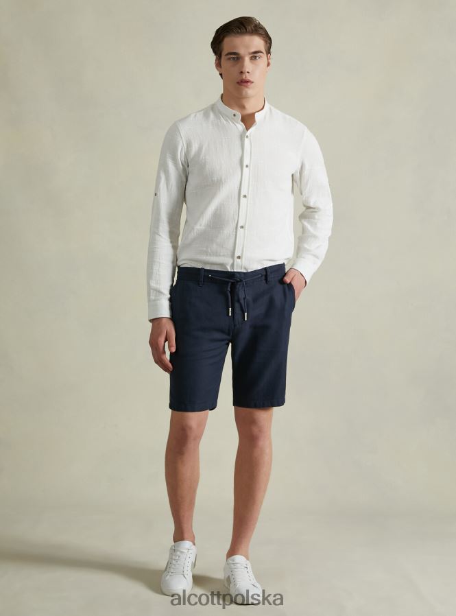 odzież Alcott Lniane bermudy ze sznurkiem w talii bg2 beżowy średni mężczyźni 2TXFF6759