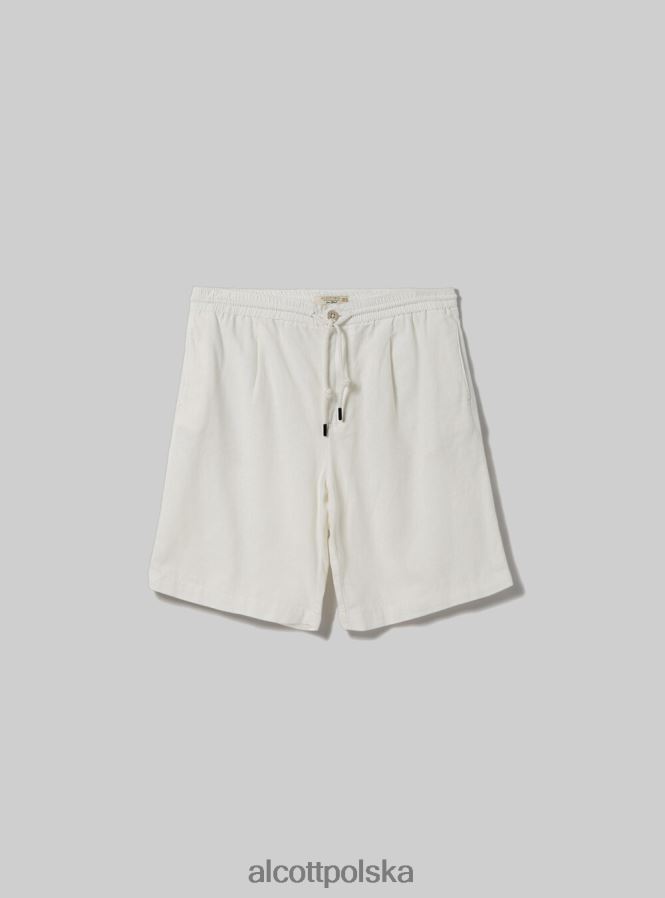 odzież Alcott Lniane bermudy ze sznurkiem wh2 biały mężczyźni 2TXFF6798