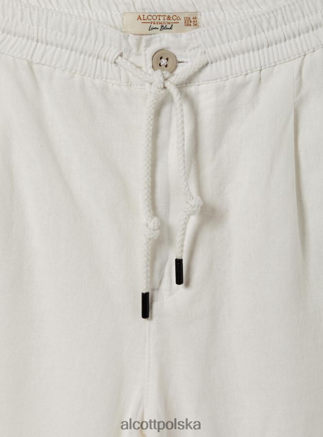 odzież Alcott Lniane bermudy ze sznurkiem wh2 biały mężczyźni 2TXFF6798