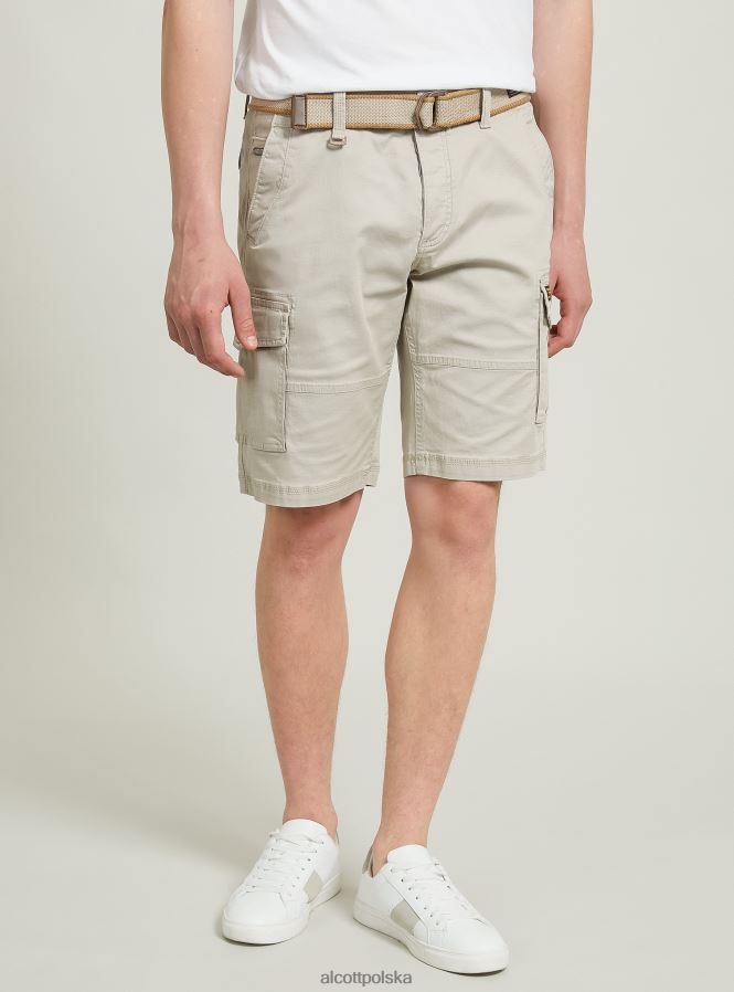 odzież Alcott bawełniane bermudy cargo z płóciennym paskiem ky2 kaky średni mężczyźni 2TXFF6632