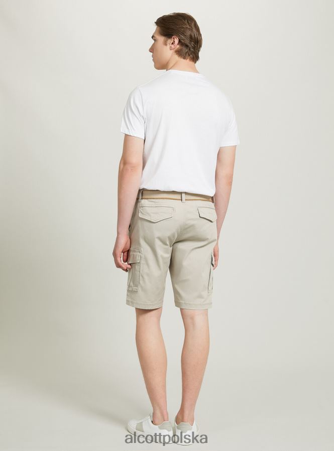 odzież Alcott bawełniane bermudy cargo z płóciennym paskiem ky2 kaky średni mężczyźni 2TXFF6632