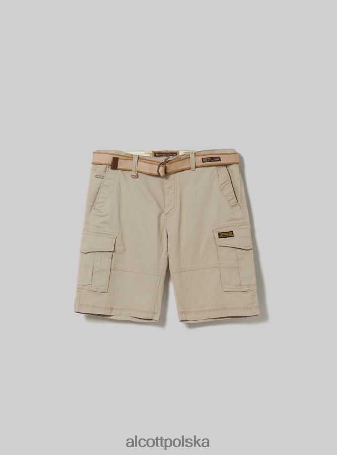 odzież Alcott bawełniane bermudy cargo z płóciennym paskiem ky2 kaky średni mężczyźni 2TXFF6632