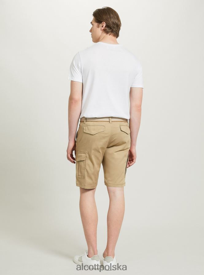 odzież Alcott bawełniane bermudy cargo z płóciennym paskiem ky2 kaky średni mężczyźni 2TXFF6956