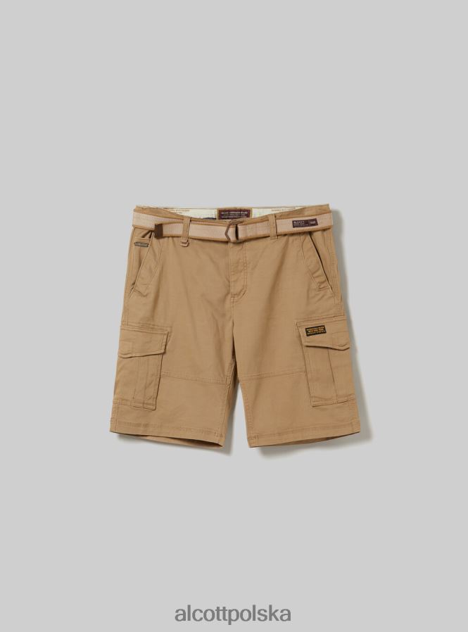 odzież Alcott bawełniane bermudy cargo z płóciennym paskiem ky2 kaky średni mężczyźni 2TXFF6956