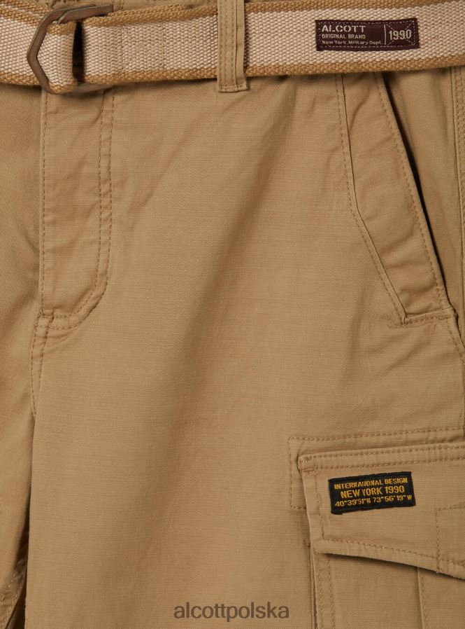 odzież Alcott bawełniane bermudy cargo z płóciennym paskiem ky2 kaky średni mężczyźni 2TXFF6956