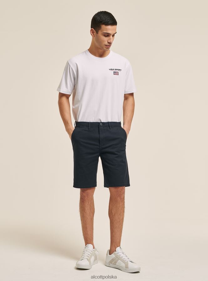 odzież Alcott gładkie bermudy z diagonalu niebieska marynarka wojenna mężczyźni 2TXFF6606