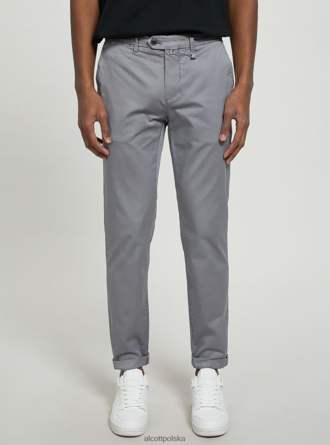 odzież Alcott Chinosy z elastycznej bawełny o diagonalnym splocie c2201 niebieski mężczyźni 2TXFF61005