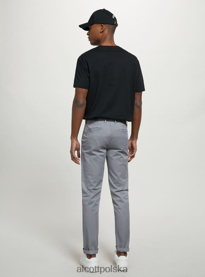 odzież Alcott Chinosy z elastycznej bawełny o diagonalnym splocie c2201 niebieski mężczyźni 2TXFF61005