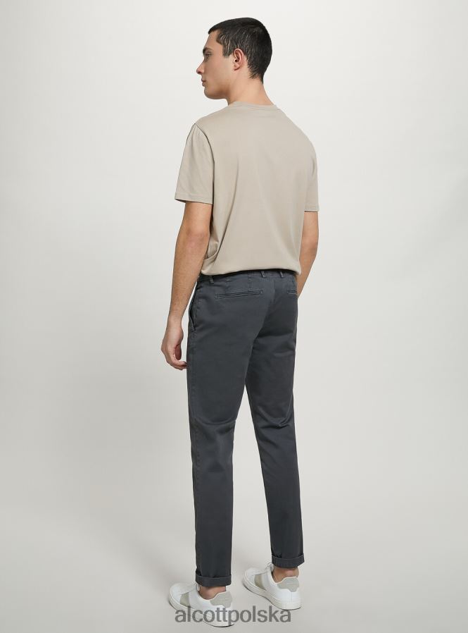 odzież Alcott Chinosy z elastycznej bawełny o diagonalnym splocie c2201 niebieski mężczyźni 2TXFF61156