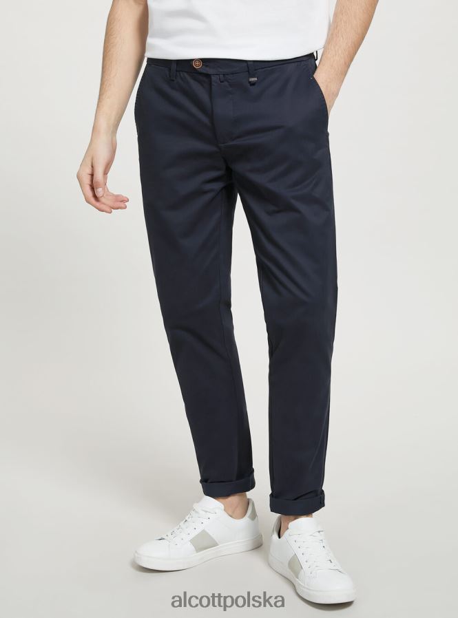 odzież Alcott Chinosy z elastycznej bawełny o diagonalnym splocie c2201 niebieski mężczyźni 2TXFF61169