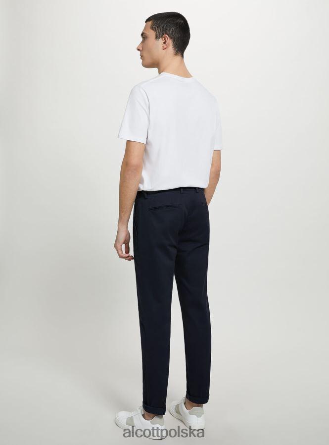 odzież Alcott Chinosy z elastycznej bawełny o diagonalnym splocie c2201 niebieski mężczyźni 2TXFF61169