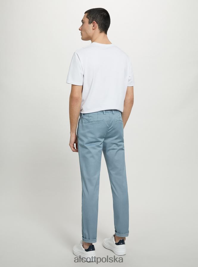 odzież Alcott Chinosy z elastycznej bawełny o diagonalnym splocie c2201 niebieski mężczyźni 2TXFF6767