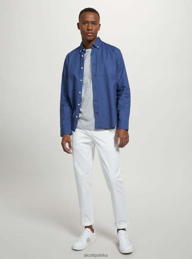 odzież Alcott Chinosy z elastycznej bawełny o diagonalnym splocie c2201 niebieski mężczyźni 2TXFF6965