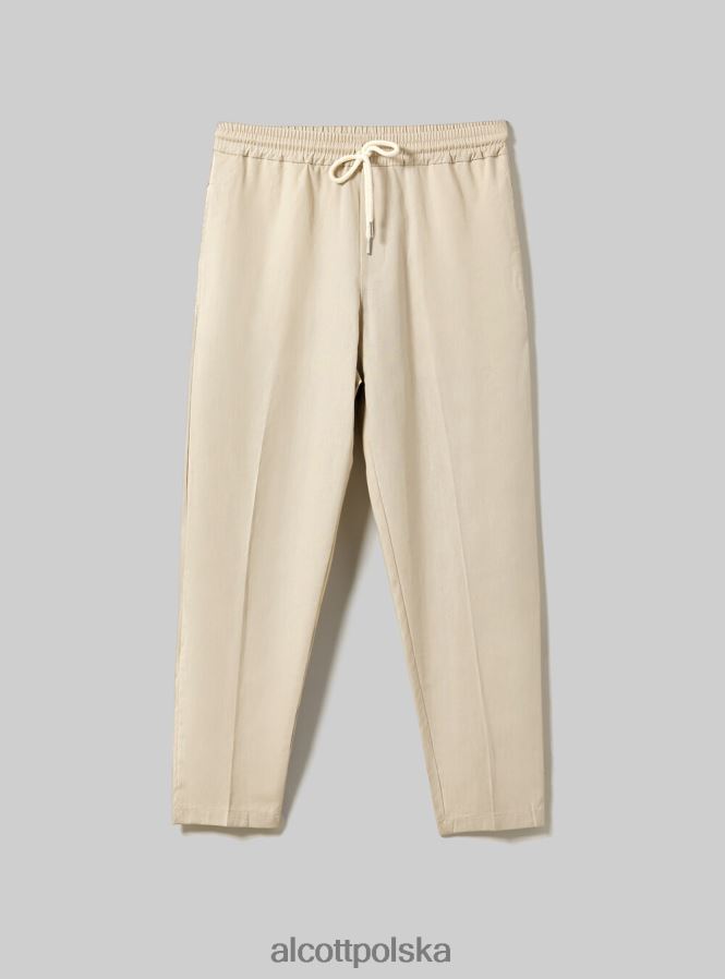 odzież Alcott Jogger pantaloni misto lino wh1 ecru mężczyźni 2TXFF6899