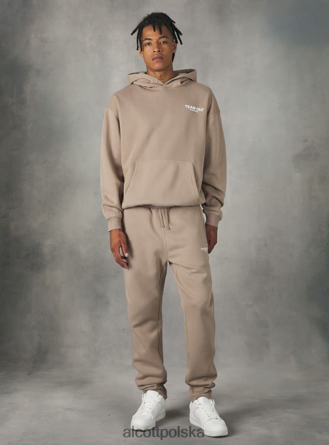 odzież Alcott Spodnie jogger z nadrukiem drużyny 053 bg1 beżowy ciemny mężczyźni 2TXFF61174