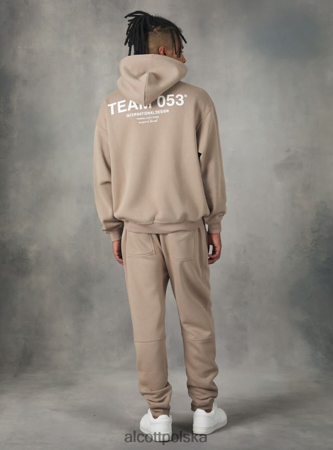 odzież Alcott Spodnie jogger z nadrukiem drużyny 053 bg1 beżowy ciemny mężczyźni 2TXFF61174