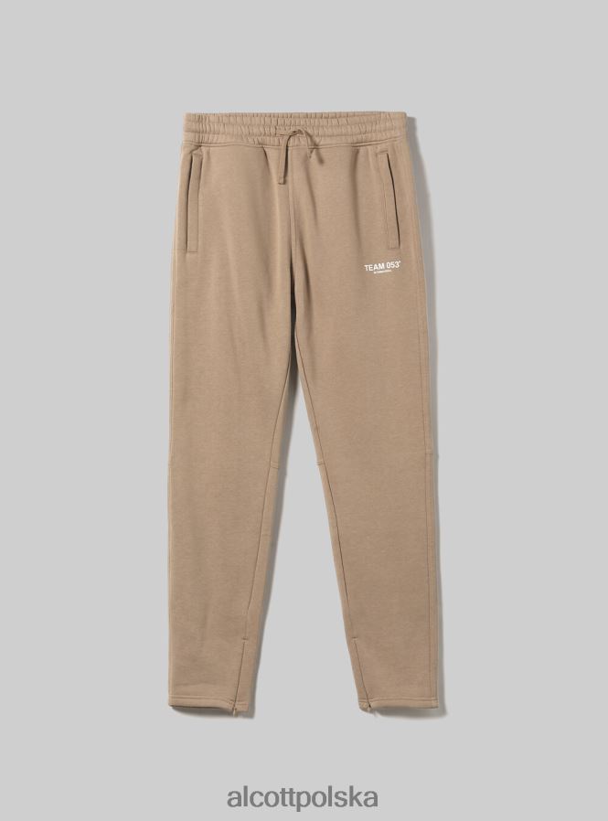 odzież Alcott Spodnie jogger z nadrukiem drużyny 053 bg1 beżowy ciemny mężczyźni 2TXFF61174