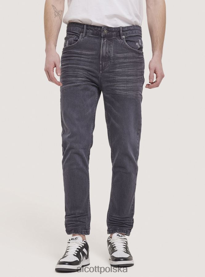 odzież Alcott Spodnie z elastycznej bawełny o diagonalnym splocie czarny mężczyźni 2TXFF61148