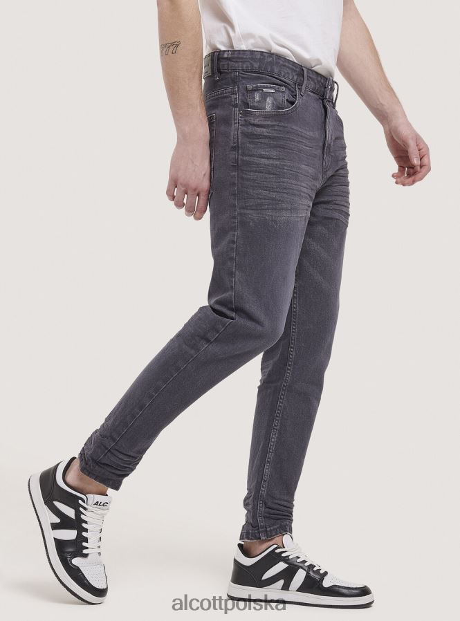 odzież Alcott Spodnie z elastycznej bawełny o diagonalnym splocie czarny mężczyźni 2TXFF61148