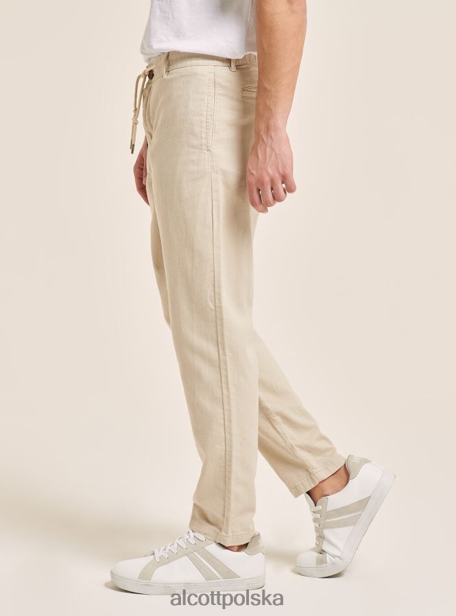 odzież Alcott Sznurowane spodnie z mieszanki lnu c017 biały mężczyźni 2TXFF61071