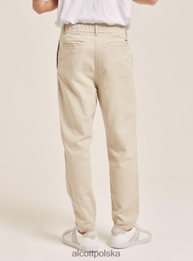 odzież Alcott Sznurowane spodnie z mieszanki lnu c017 biały mężczyźni 2TXFF61071