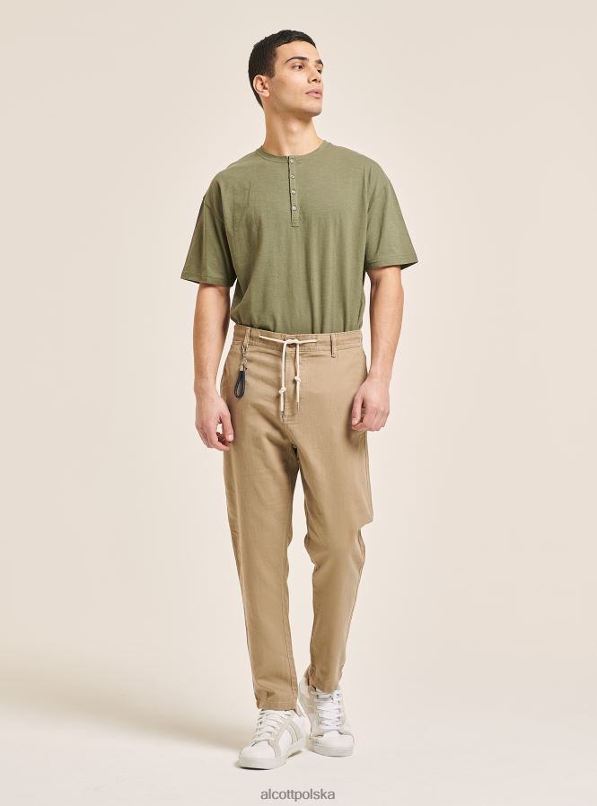 odzież Alcott Sznurowane spodnie z mieszanki lnu c017 biały mężczyźni 2TXFF61072