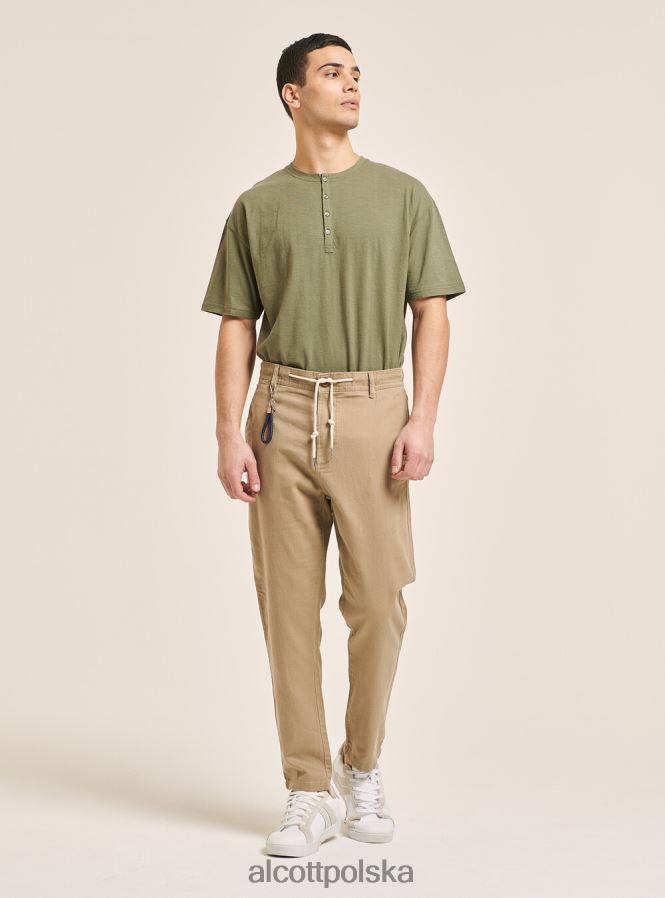 odzież Alcott Sznurowane spodnie z mieszanki lnu c017 biały mężczyźni 2TXFF61072