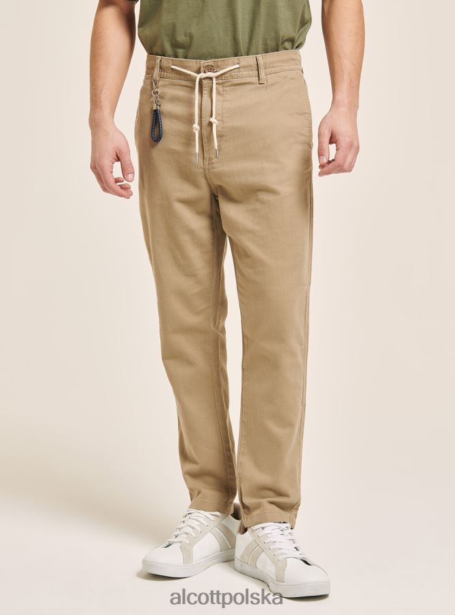 odzież Alcott Sznurowane spodnie z mieszanki lnu c017 biały mężczyźni 2TXFF61072