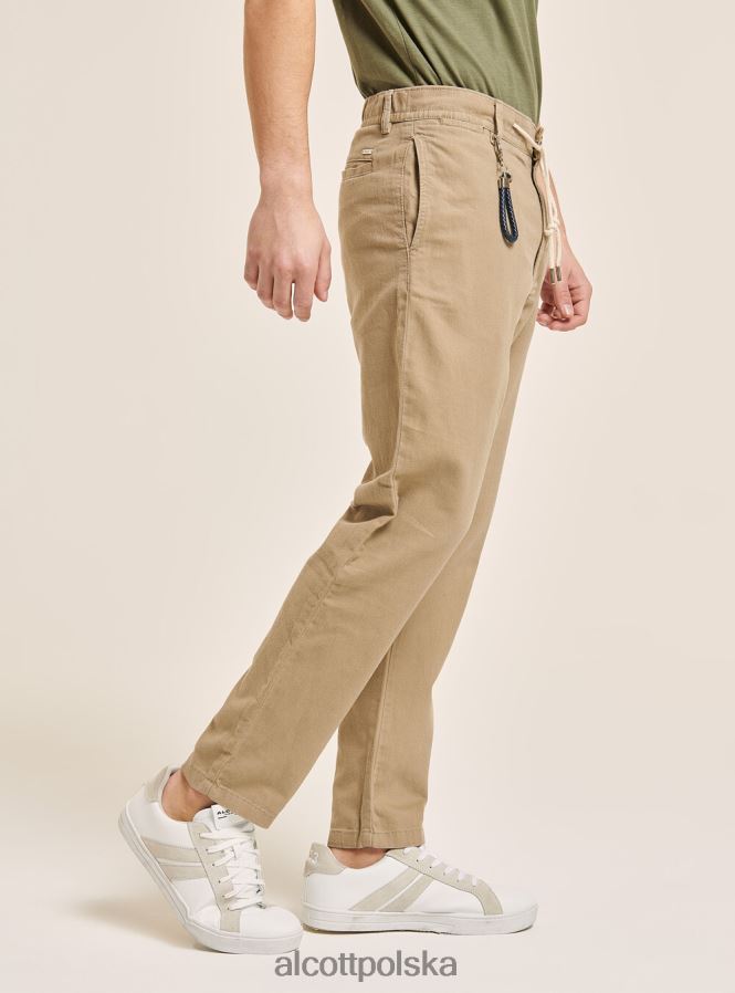 odzież Alcott Sznurowane spodnie z mieszanki lnu c017 biały mężczyźni 2TXFF61072