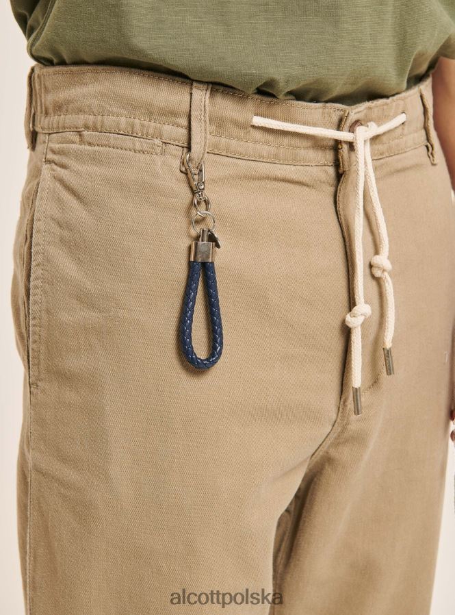 odzież Alcott Sznurowane spodnie z mieszanki lnu c017 biały mężczyźni 2TXFF61072