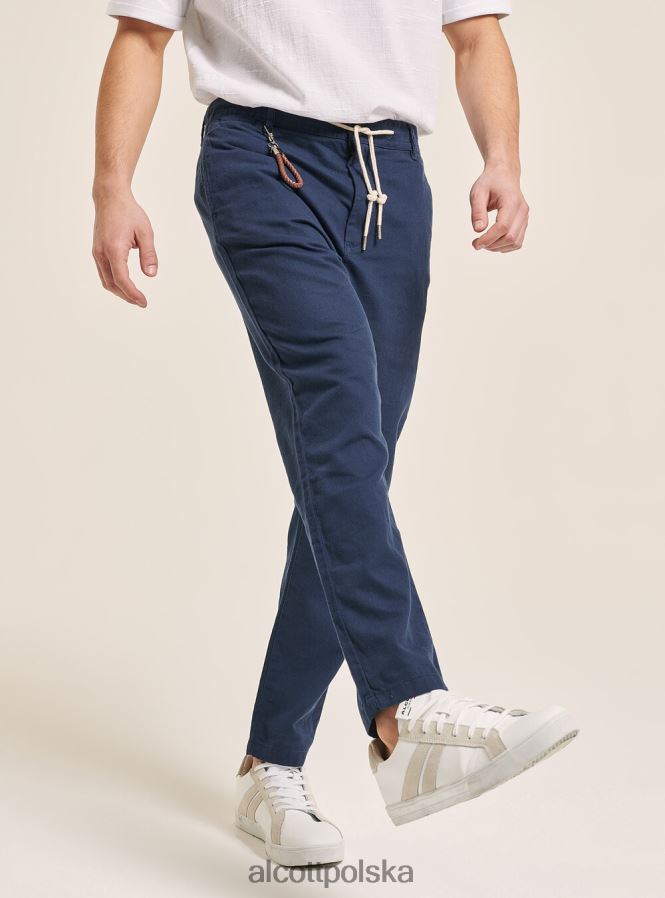 odzież Alcott Sznurowane spodnie z mieszanki lnu c017 biały mężczyźni 2TXFF6605