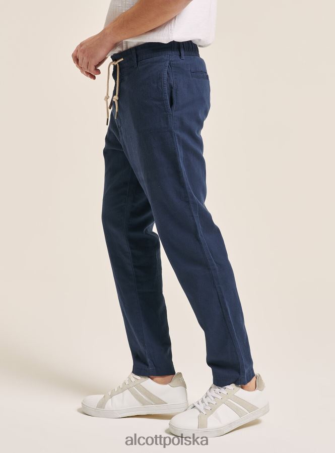 odzież Alcott Sznurowane spodnie z mieszanki lnu c017 biały mężczyźni 2TXFF6605