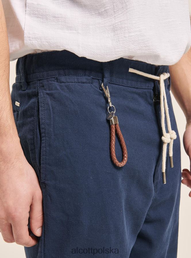 odzież Alcott Sznurowane spodnie z mieszanki lnu c017 biały mężczyźni 2TXFF6605