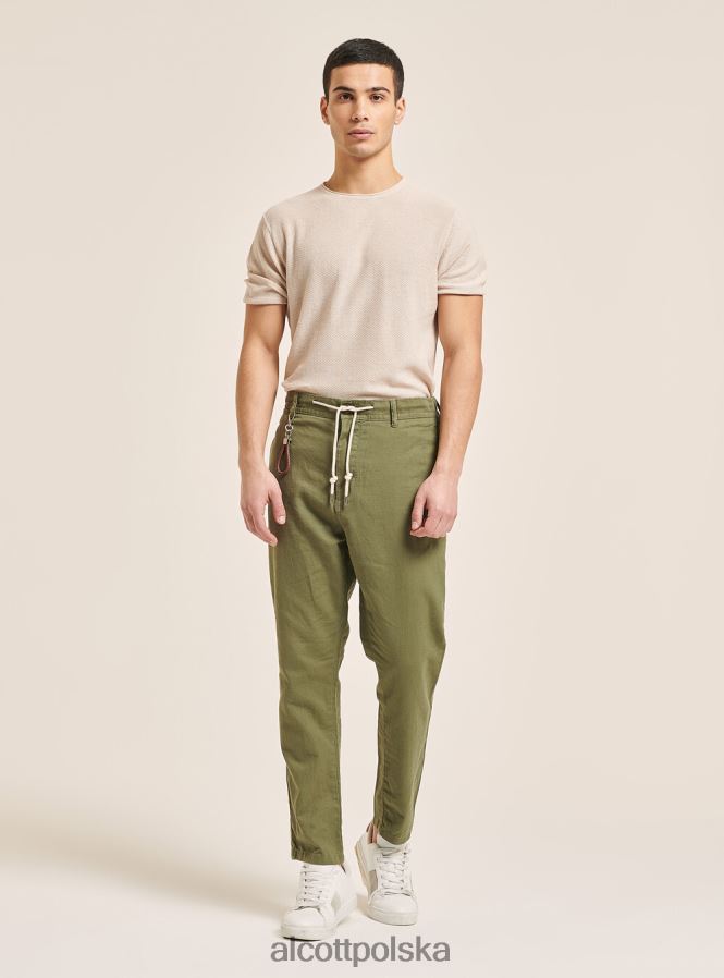 odzież Alcott Sznurowane spodnie z mieszanki lnu c017 biały mężczyźni 2TXFF6974