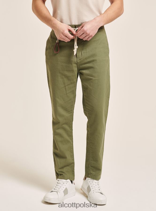 odzież Alcott Sznurowane spodnie z mieszanki lnu c017 biały mężczyźni 2TXFF6974