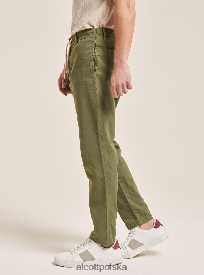 odzież Alcott Sznurowane spodnie z mieszanki lnu c017 biały mężczyźni 2TXFF6974