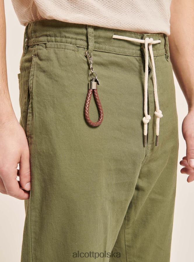 odzież Alcott Sznurowane spodnie z mieszanki lnu c017 biały mężczyźni 2TXFF6974