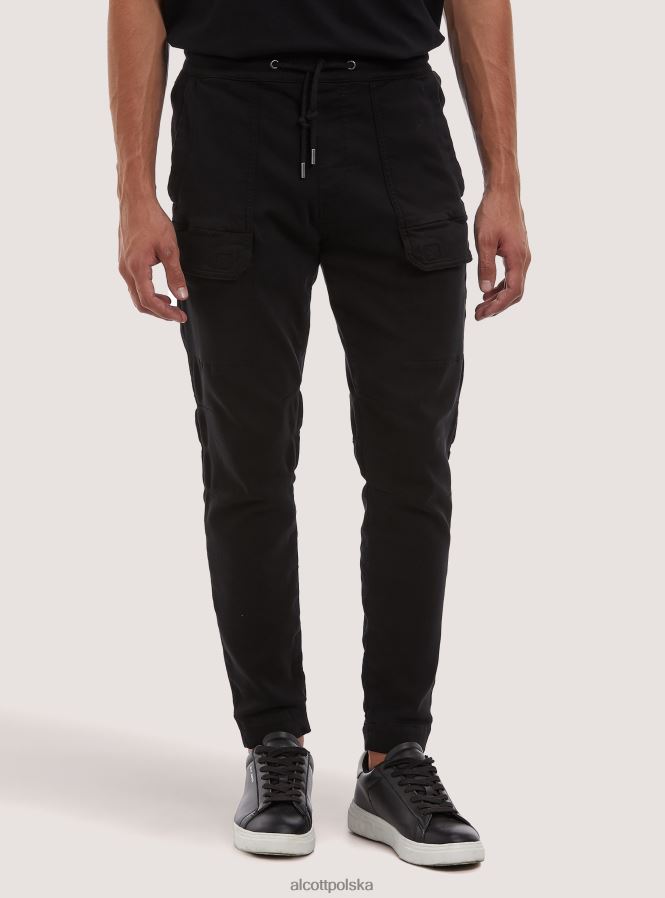 odzież Alcott bawełniane spodnie typu jogger z dużymi kieszeniami bk1 czarny mężczyźni 2TXFF61107