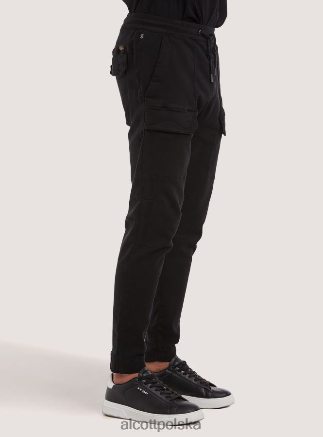 odzież Alcott bawełniane spodnie typu jogger z dużymi kieszeniami bk1 czarny mężczyźni 2TXFF61107