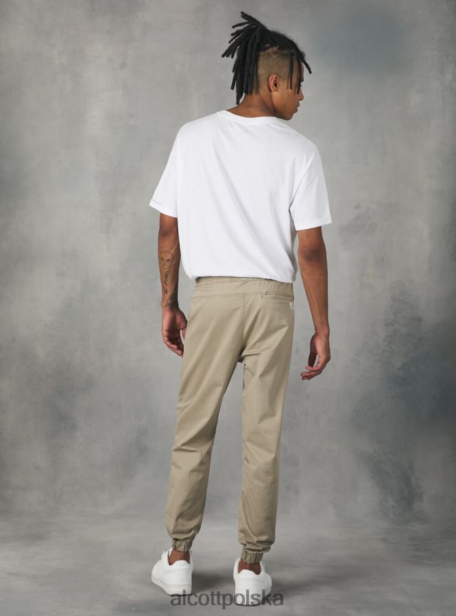 odzież Alcott bawełniane spodnie typu jogger z gumką i sznurkiem ky2 kaky średni mężczyźni 2TXFF6894