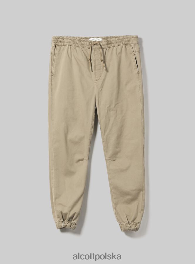 odzież Alcott bawełniane spodnie typu jogger z gumką i sznurkiem ky2 kaky średni mężczyźni 2TXFF6894