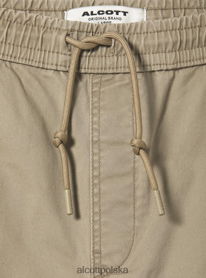 odzież Alcott bawełniane spodnie typu jogger z gumką i sznurkiem ky2 kaky średni mężczyźni 2TXFF6894