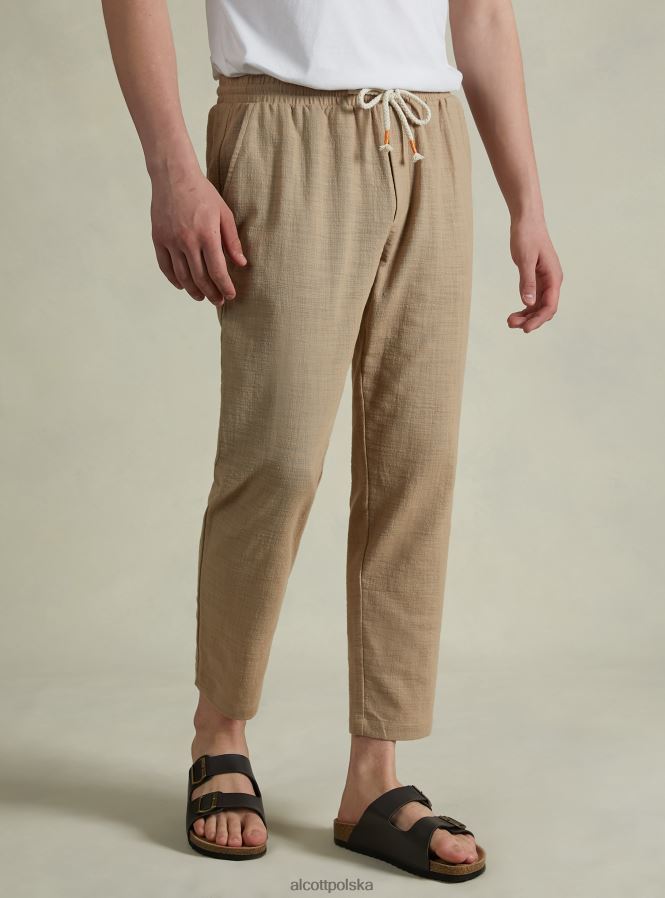 odzież Alcott bawełniane spodnie ze sznurkiem w pasie wh1 ecru mężczyźni 2TXFF61170