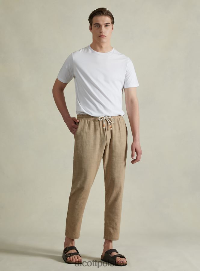 odzież Alcott bawełniane spodnie ze sznurkiem w pasie wh1 ecru mężczyźni 2TXFF61170